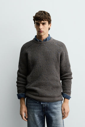 Kontrastierender Chenille-Pullover