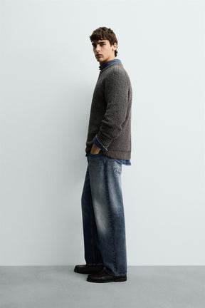 Kontrastierender Chenille-Pullover