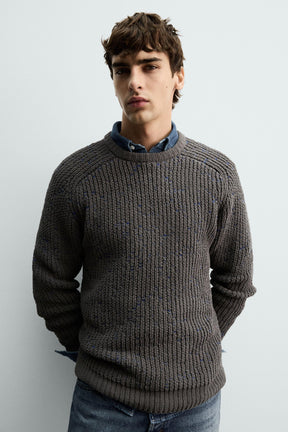 Kontrastierender Chenille-Pullover