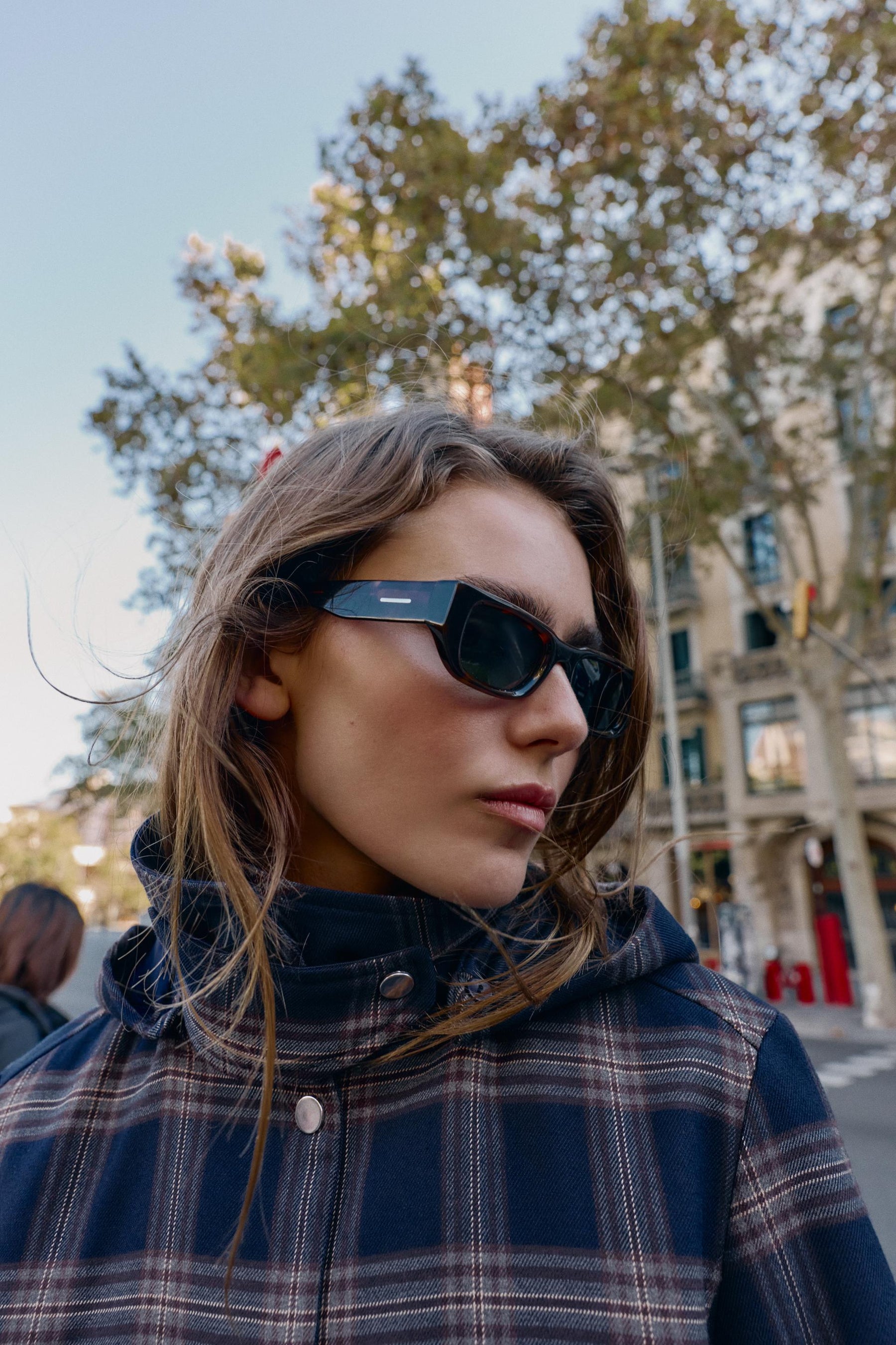 Karierte Daunenjacke