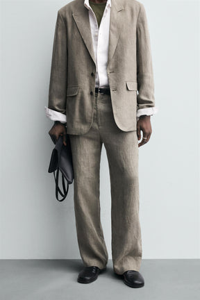 100% WASHED LINEN SUIT TROUSERS - Image 2
