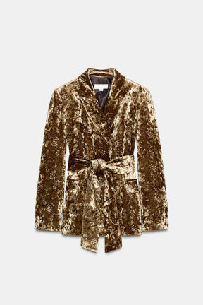 Samtblazer mit Metallic-Faden