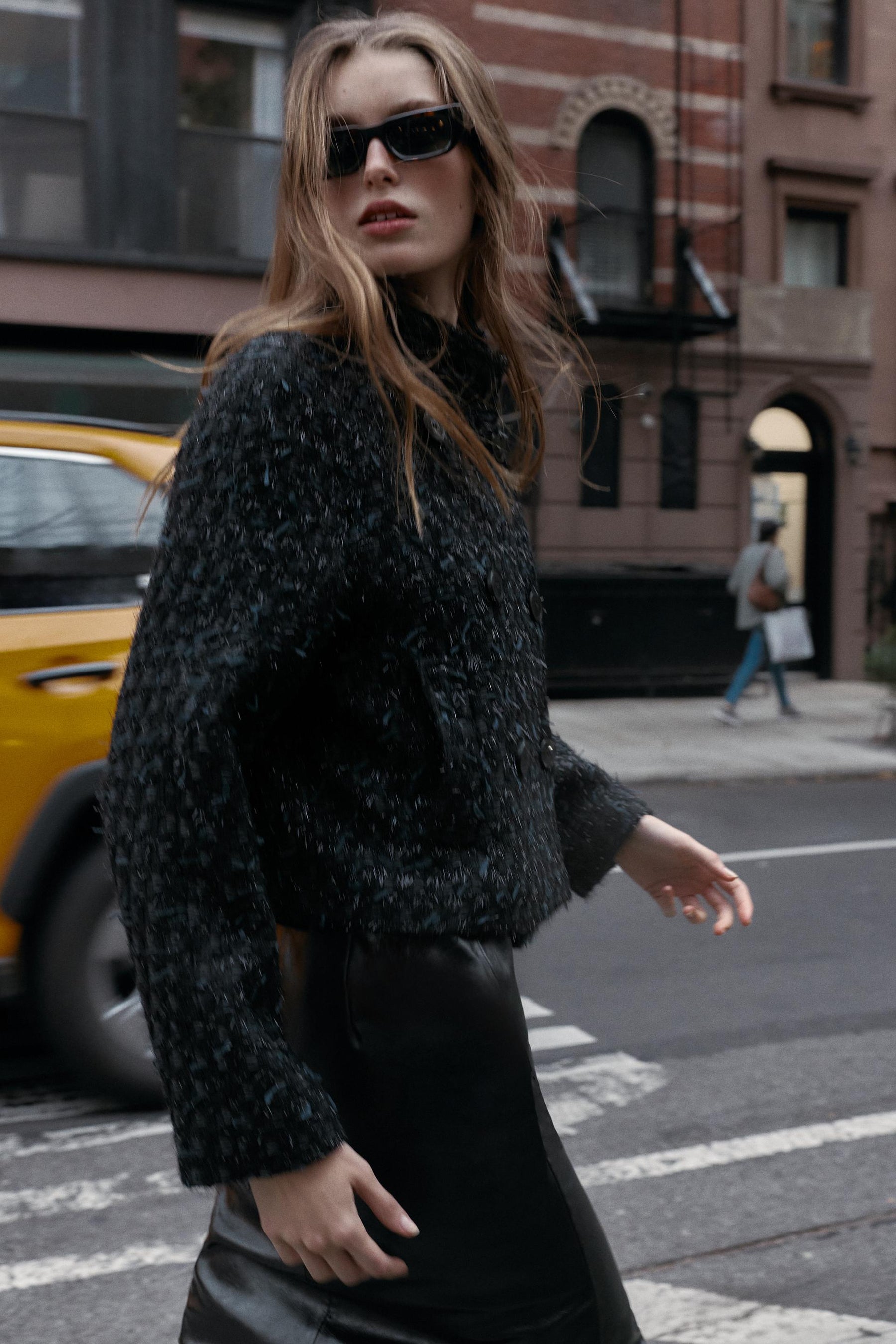 METALLIC THREAD TEXTURED CROSSOVER JACKET - Image 5