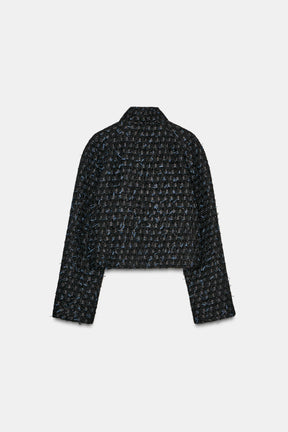 METALLIC THREAD TEXTURED CROSSOVER JACKET - Image 8