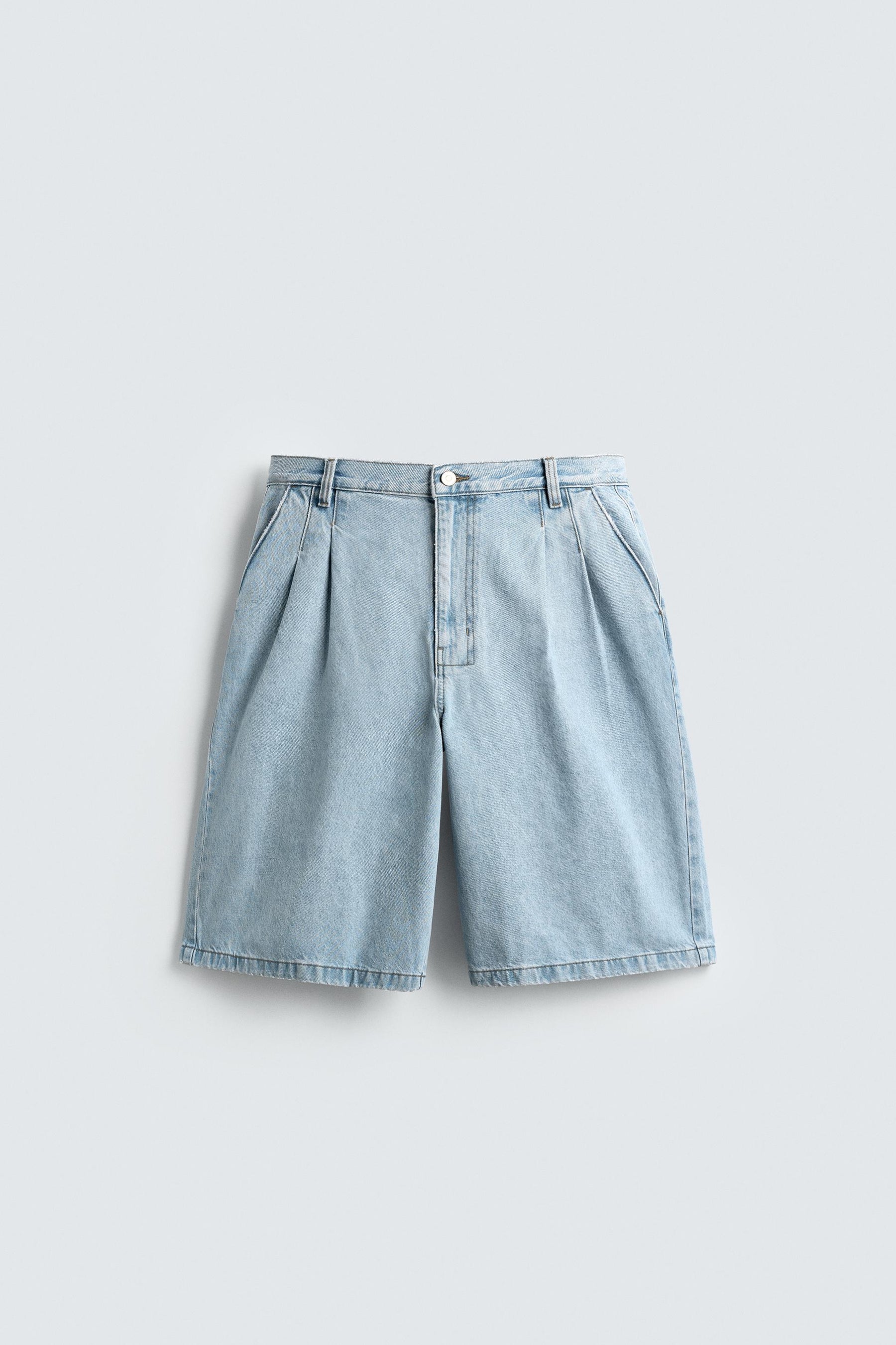 PLEATED RELAXED FIT DENIM BERMUDA SHORTS - Image 7