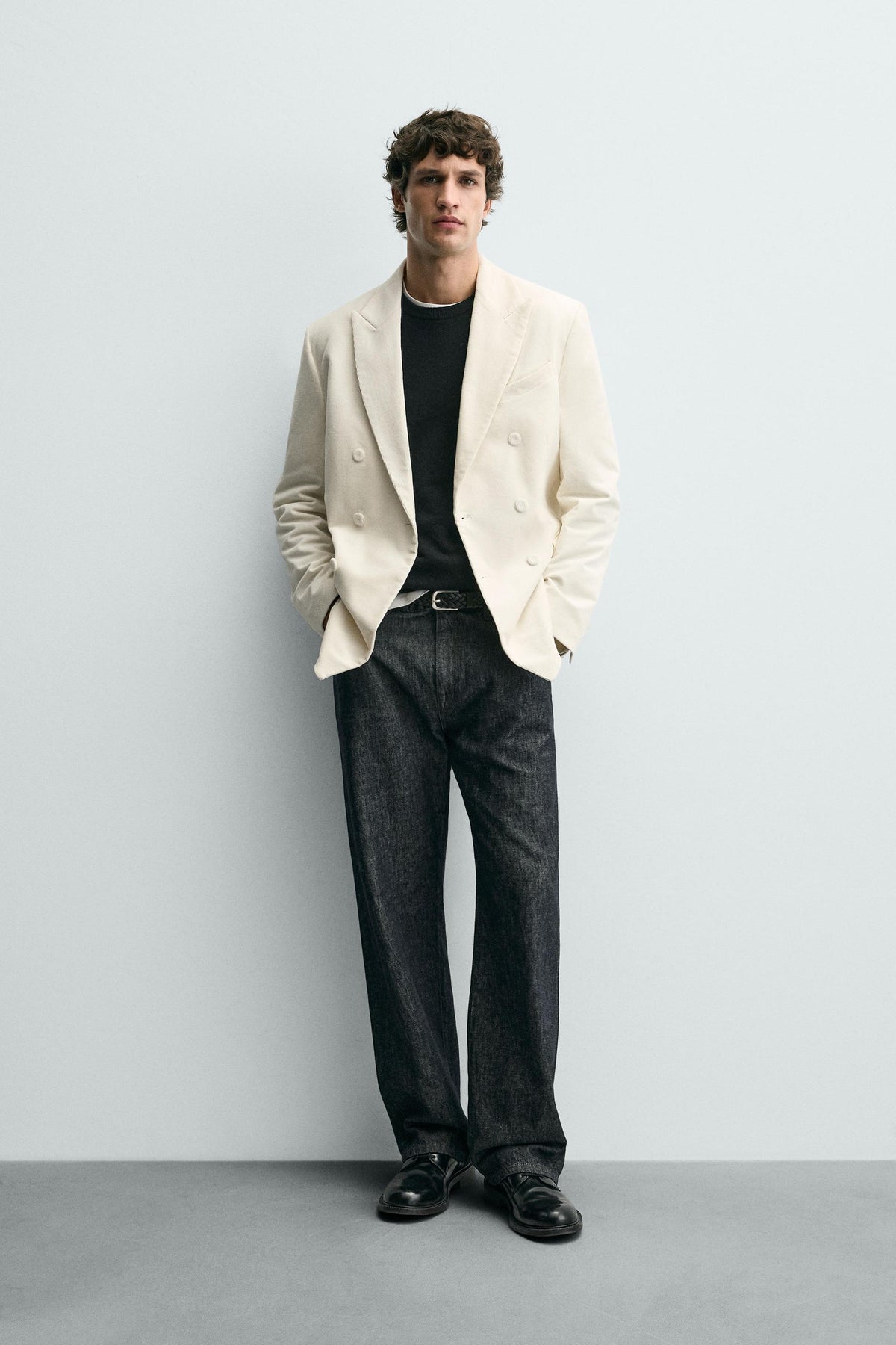 CORDUROY DOUBLE-BREASTED BLAZER - Image 1