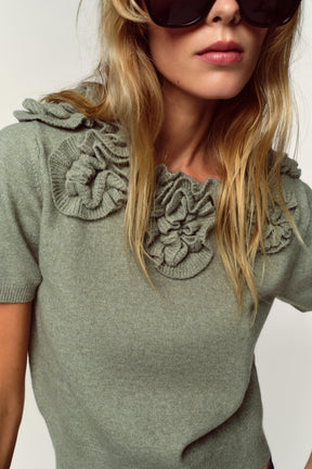 Kurzarm-Strickärmel mit Blumenmuster