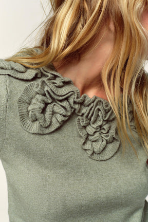 Kurzarm-Strickärmel mit Blumenmuster