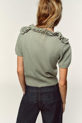 Kurzarm-Strickärmel mit Blumenmuster