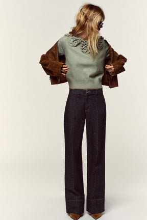 Kurzarm-Strickärmel mit Blumenmuster