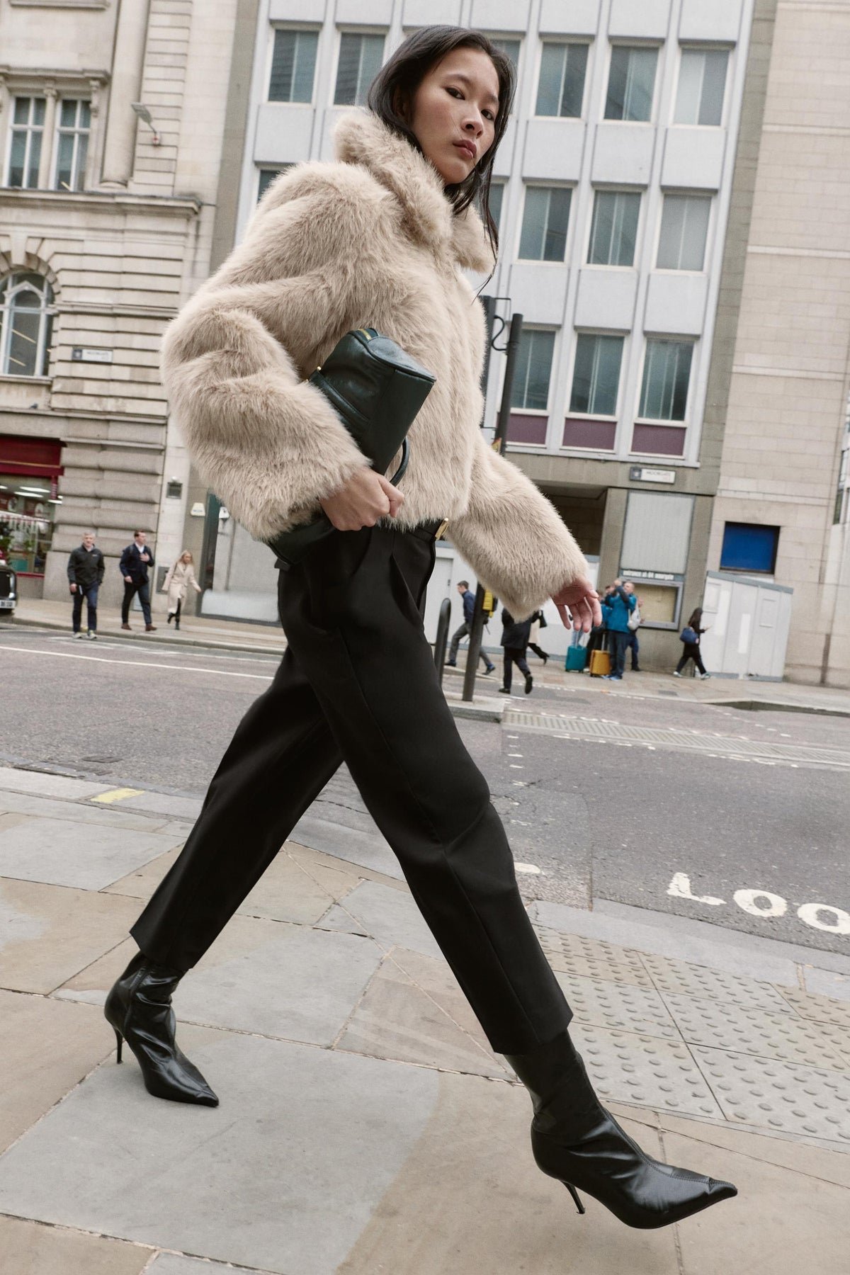 Hahnentritt-Hose mit Gürtel