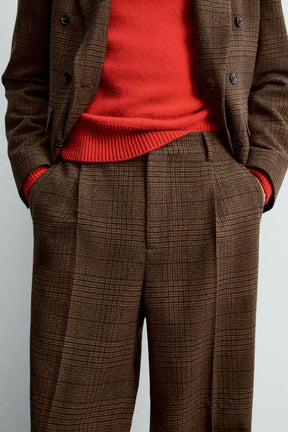 CHECK SUIT TROUSERS WITH PLEATS - Image 5
