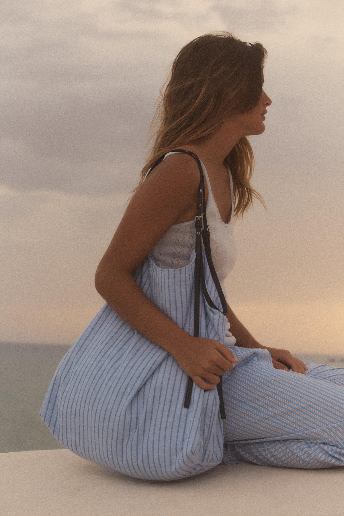 Gestreifte Stofftasche